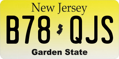 NJ license plate B78QJS