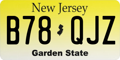 NJ license plate B78QJZ