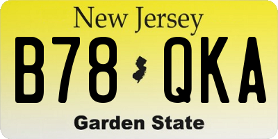 NJ license plate B78QKA