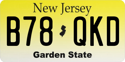 NJ license plate B78QKD