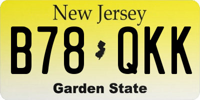 NJ license plate B78QKK