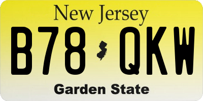 NJ license plate B78QKW