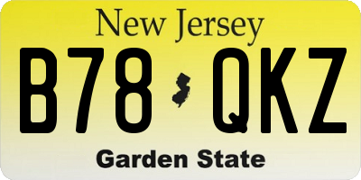 NJ license plate B78QKZ