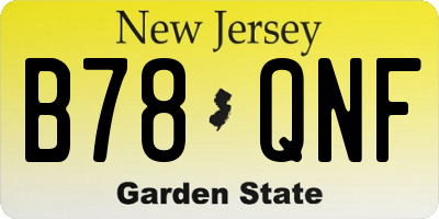 NJ license plate B78QNF