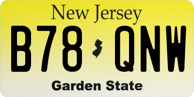 NJ license plate B78QNW