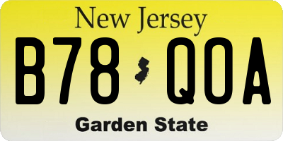 NJ license plate B78QOA