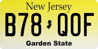 NJ license plate B78QOF