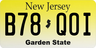 NJ license plate B78QOI