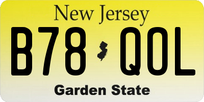 NJ license plate B78QOL