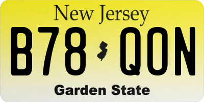 NJ license plate B78QON
