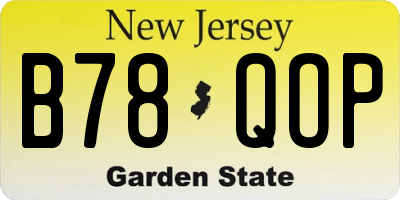 NJ license plate B78QOP
