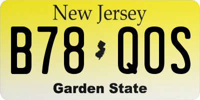 NJ license plate B78QOS