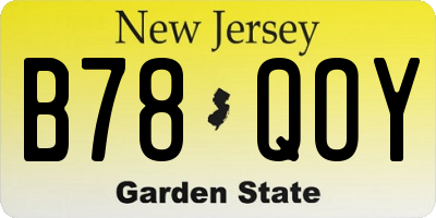 NJ license plate B78QOY