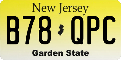 NJ license plate B78QPC