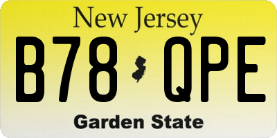 NJ license plate B78QPE
