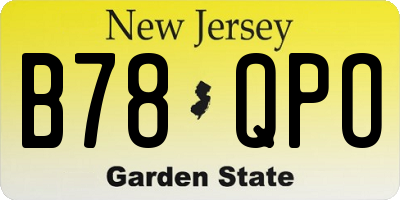 NJ license plate B78QPO