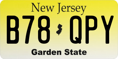 NJ license plate B78QPY