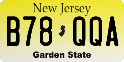 NJ license plate B78QQA