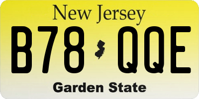 NJ license plate B78QQE