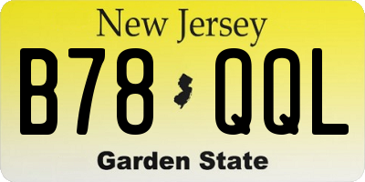 NJ license plate B78QQL