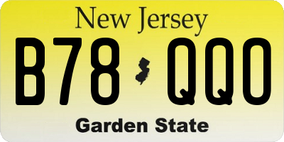 NJ license plate B78QQO