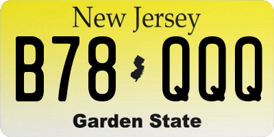 NJ license plate B78QQQ