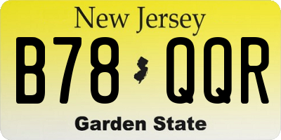 NJ license plate B78QQR