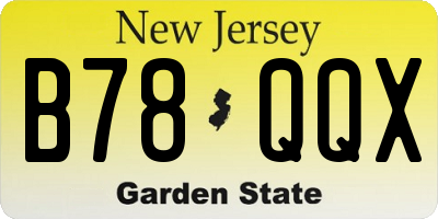 NJ license plate B78QQX