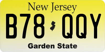 NJ license plate B78QQY