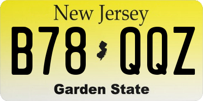 NJ license plate B78QQZ