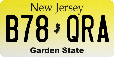 NJ license plate B78QRA