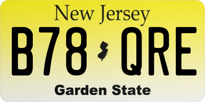 NJ license plate B78QRE