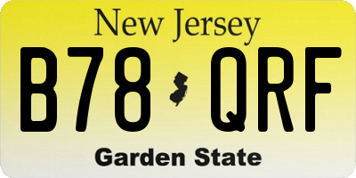NJ license plate B78QRF