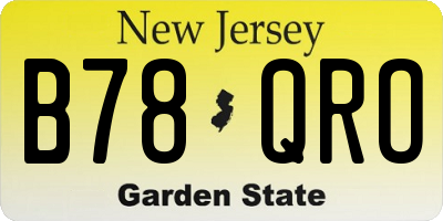 NJ license plate B78QRO