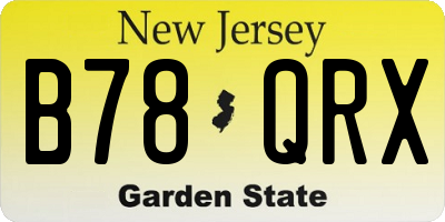 NJ license plate B78QRX