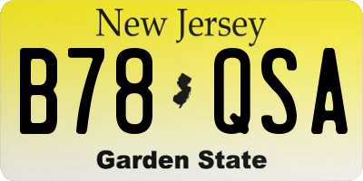 NJ license plate B78QSA