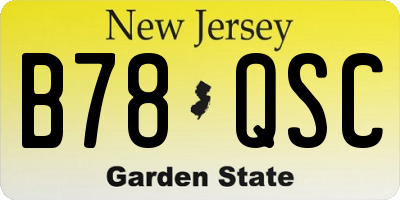 NJ license plate B78QSC