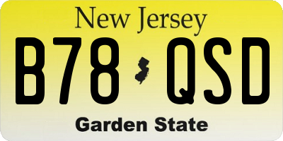 NJ license plate B78QSD