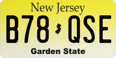 NJ license plate B78QSE