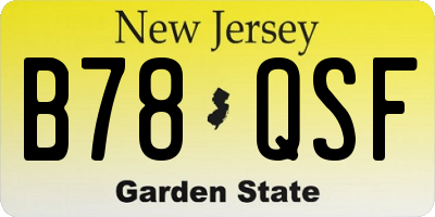 NJ license plate B78QSF