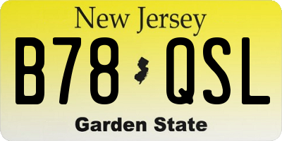 NJ license plate B78QSL