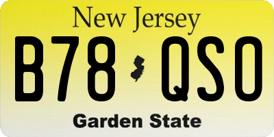 NJ license plate B78QSO
