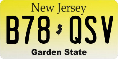 NJ license plate B78QSV