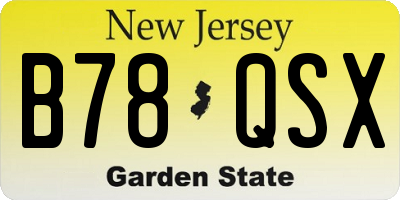 NJ license plate B78QSX