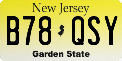 NJ license plate B78QSY