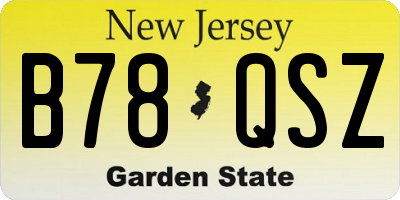 NJ license plate B78QSZ