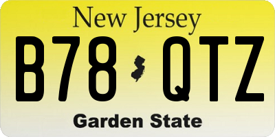 NJ license plate B78QTZ