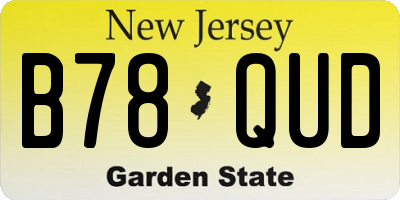 NJ license plate B78QUD