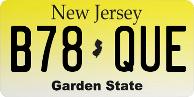 NJ license plate B78QUE