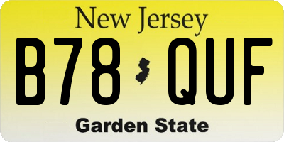 NJ license plate B78QUF